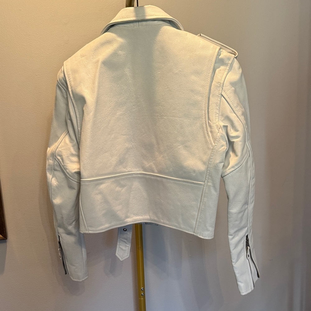 LK Women's White Leather Biker Jacket EUC L - Picture 6 of 15